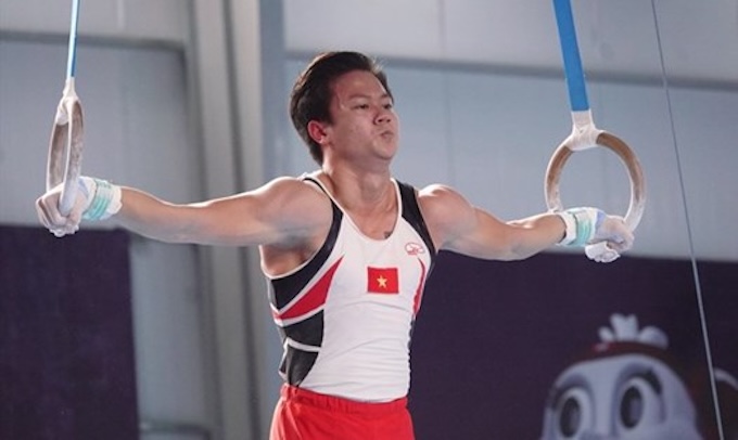 Khánh Phong đang là hy vọng vàng ở nội dung vòng treo của môn TDDC. Ảnh: CTV