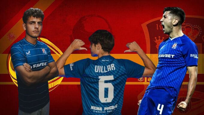 Dinamo Zagreb có trong đội hình 3 cầu thủ Tây Ban Nha, gồm Sergi Dominguez, Gonzalo Villar và Raul Torrente (từ trái sang phải).