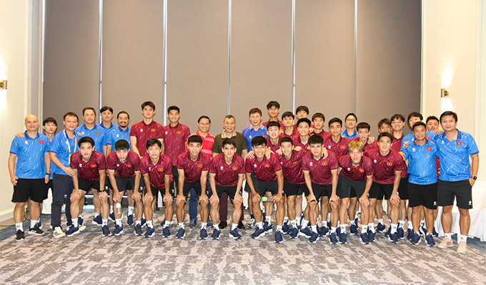 U22 Việt Nam nhận được nguồn động viên tinh thần cực lớn từ lãnh đạo VFF - Ảnh: Đức Cường