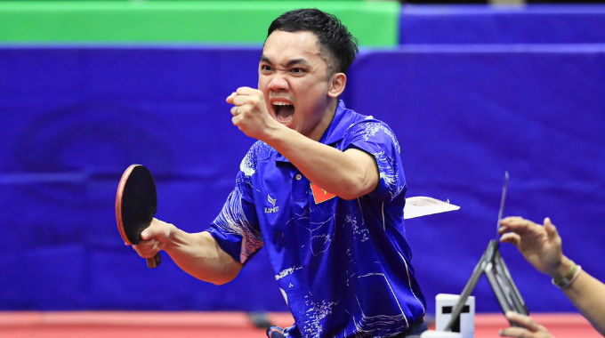 ĐT Bóng bàn nam Việt Nam đã có một ngày thi đấu xuất sắc khi dành chiến thắng tuyệt đối với tổng tỷ só 3-0, qua đó tiến thẳng vào chung kết sau 8 năm chờ đợi. - Ảnh: Đức Cường