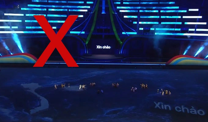 Ban tổ chức SEA Games 33 sử dụng bản đồ Việt Nam thiếu quần đảo Hoàng Sa, Trường Sa và đảo Phú Quốc trong lễ khai mạc SEA Games 33