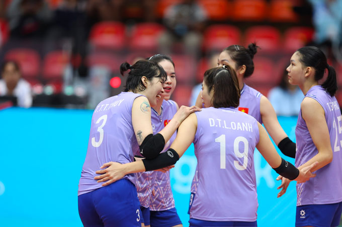 ĐT bóng chuyền nữ Việt Nam có lần thứ 12 vào chung kết SEA Games. Ảnh: Đức Cường