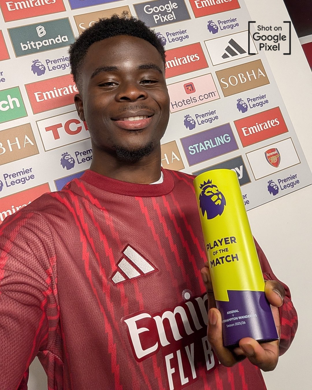 Saka không trực tiếp ghi bàn cũng không kiến tạo nhưng lại chơi nổi bật nhất trong chiến thắng của Arsenal trước Wolves