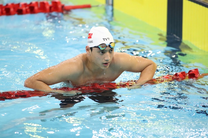 Nguyễn Quốc về đích thứ nhì ở 400m tự do. Ảnh: Nguyên Khang