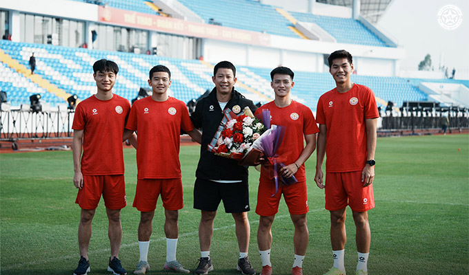 4 ngôi sao của U22 Việt Nam cùng PVF-CAND là những người đầu tiên được tập "khai sân" Thái Nguyên - Ảnh: PVF-CAND