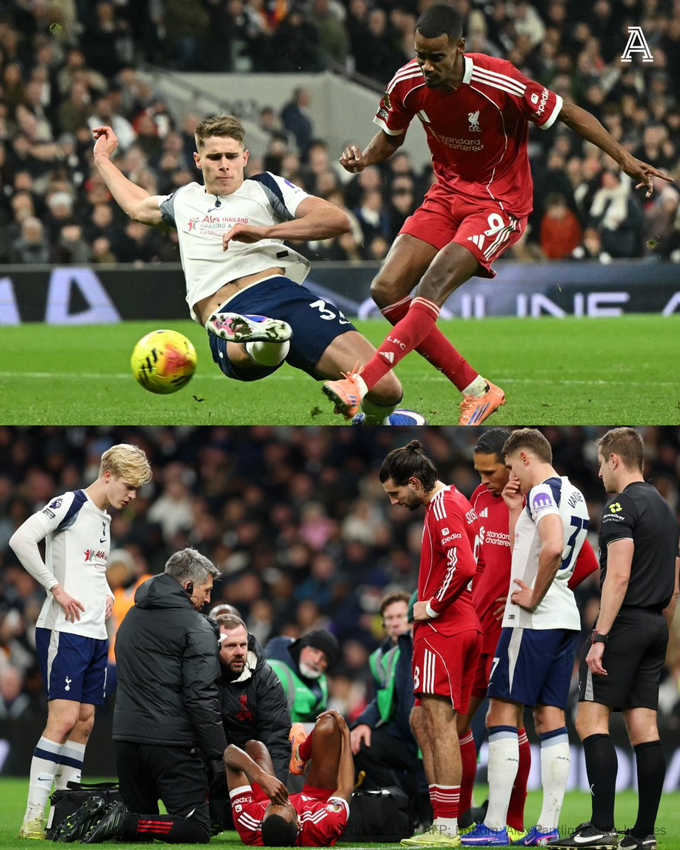 Isak ghi bàn mở tỷ số cho Liverpool nhưng nhanh chóng rời sân vì chấn thương