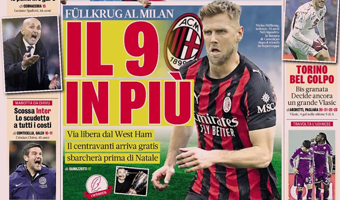 Fullkrug là "số 9" Milan đang tìm kiếm