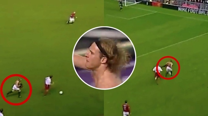 Pha cởi trần cầm áo chạy đuổi theo bóng của Forlan