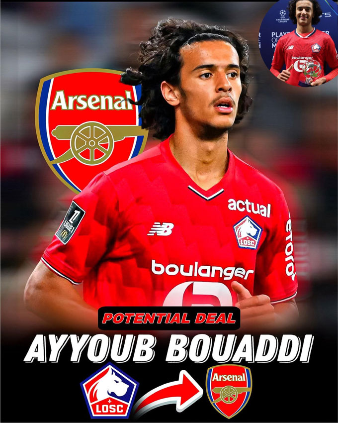 Arsenal sẵn sàng phá kỷ lục chuyển nhượng để chiêu mộ Bouaddi