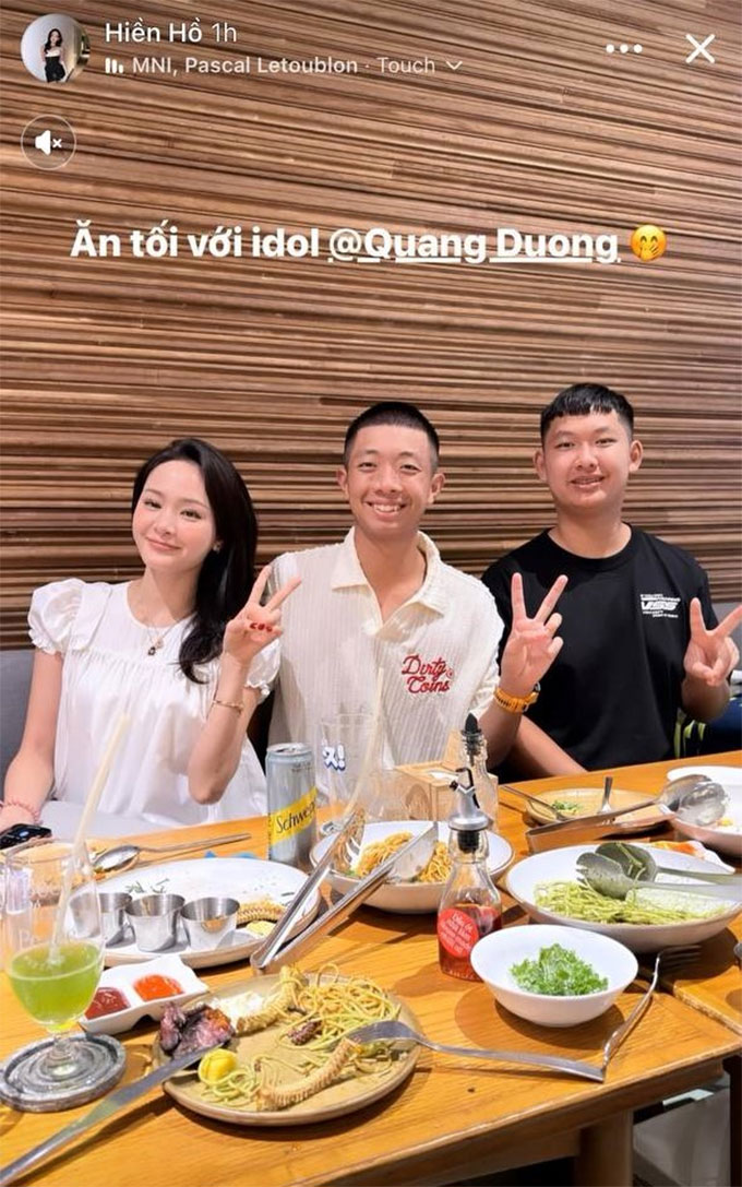 Hiền Hồ từng khoe ảnh ăn tối cùng Quang Dương