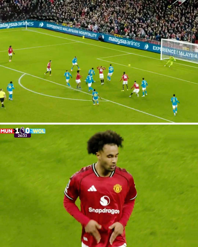 Zirkzee ghi bàn mở tỷ số cho MU ở trận hòa Wolves