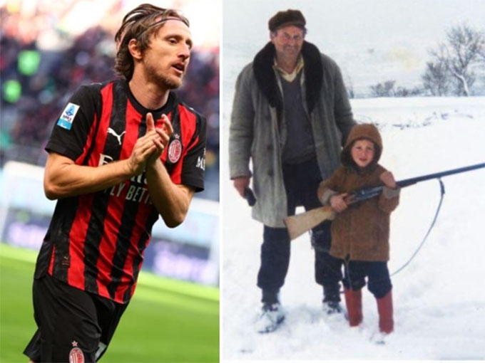 Modric và ông nội (ảnh phải)