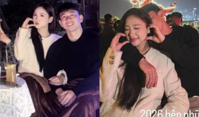Hoa khôi thanh lịch Bùi Thu Hương công khai ảnh tình tứ với bạn trai Trần Minh Vương ngay đầu năm mới 2026