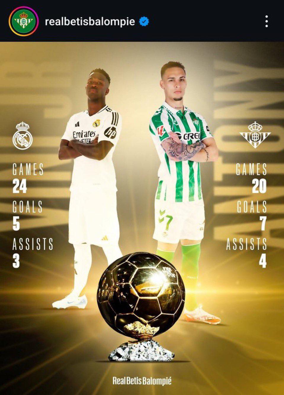 Nam chính của Real Madrid kém xa nam chính của Betis về chỉ số bàn thắng và kiến tạo trong mùa này