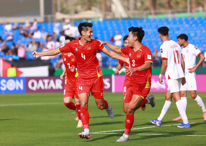 U23 Việt Nam đang rất hưng phấn sau trận thắng trước U23 Jordan - Ảnh: Ted Trần 