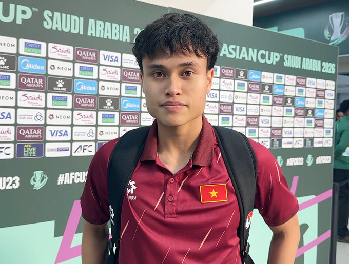 MInh Phúc hạnh phúc khi U23 Việt Nam vào tứ kết - Ảnh: Vy Cầm. 