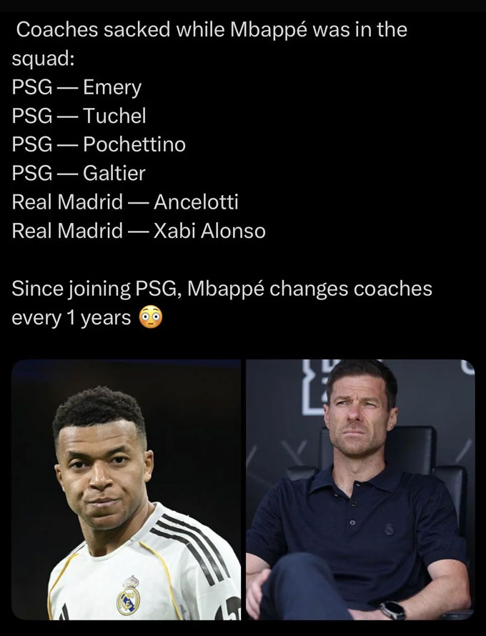 Mbappe đã làm việc với 6 HLV tại PSG và Real