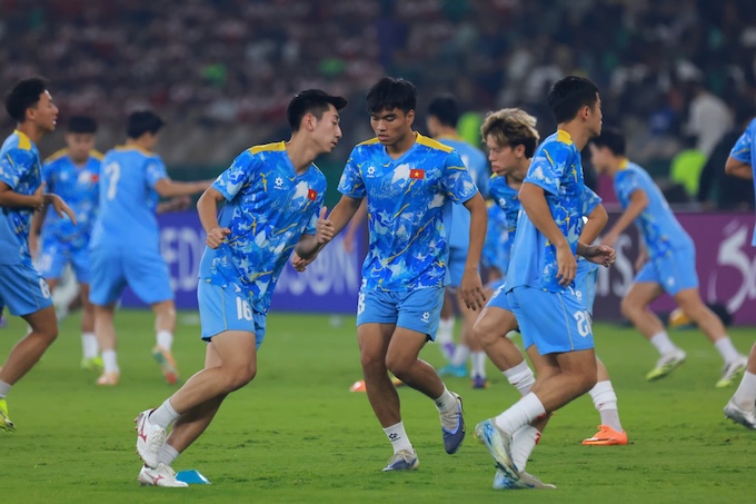 Buổi tập của U23 Việt Nam chuẩn bị cho trận tứ kết. Ảnh: Trí Công 