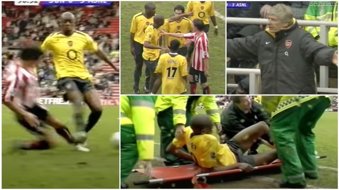 Pha vào bóng ác nghiệt của hậu vệ Dan Smith bên phía Sunderland khiến Diaby ôm hận