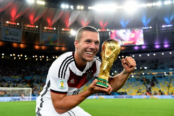 Lukas Podolski từng vô địch World Cup 2014