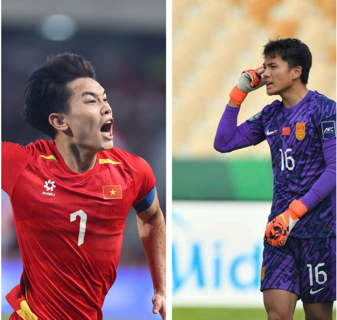 Tiền đạo Đình Bắc và thủ môn Li Hao