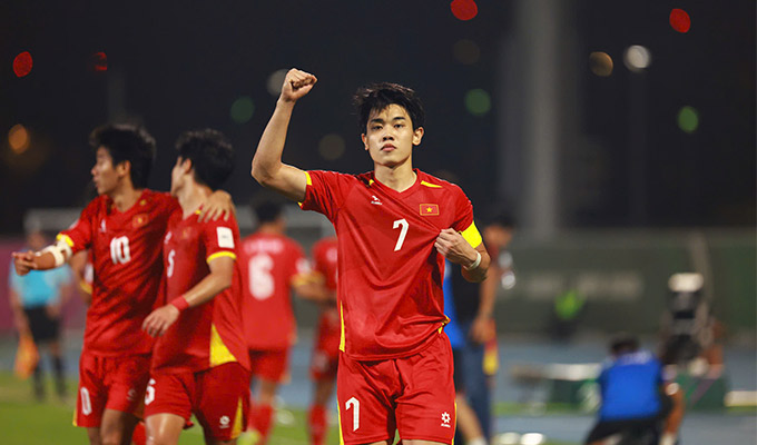 Niềm vui của Đình Bắc sau bàn thắng vào lưới U23 Hàn Quốc - Ảnh: Ted Trần 