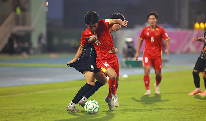 U23 Việt Nam đã chiến đấu đầy kiên cường trước U23 Hàn Quốc - Ảnh: Ted Trần TV