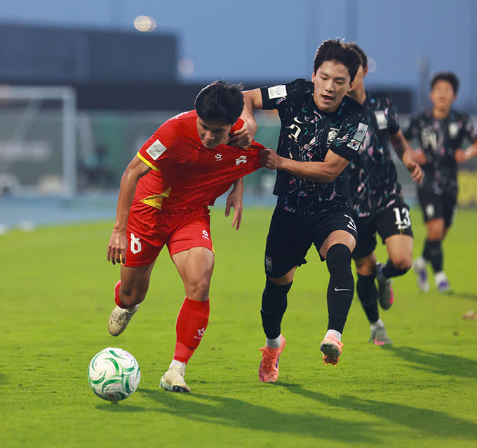 Quốc Cường đã có màn thi đấu trọn vẹn trước U23 hàn Quốc