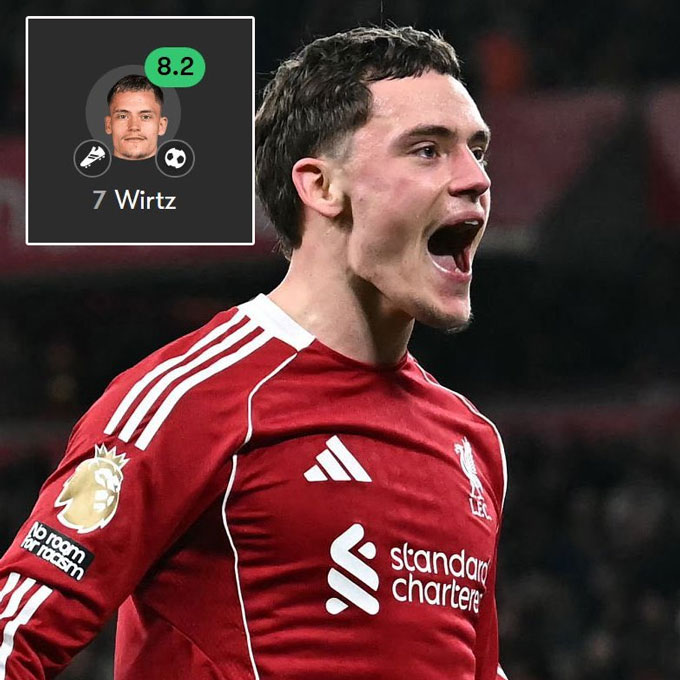 Wirtz có 1 bàn và 1 kiến tạo ở trận Liverpool đại thắng Newcastle