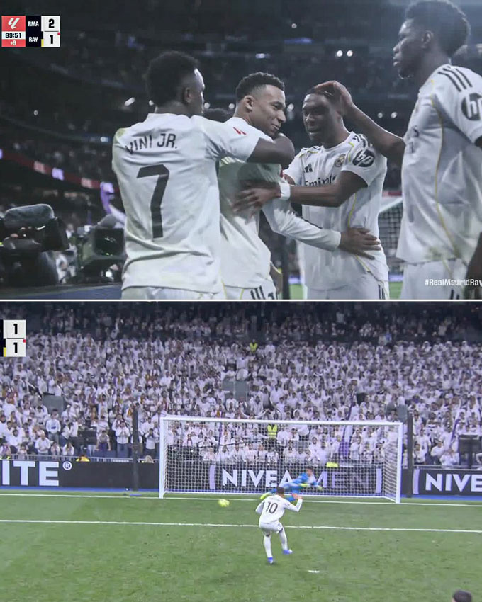 Mbappe thành người hùng khi thực hiện thành công quả đá 11m mang về 3 điểm cho Real