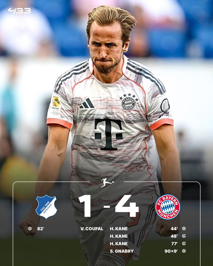 Kane từng lập hat-trick vào lưới Hoffenheim ở trận lượt đi