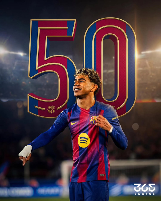 Yamal đạt mốc 50 lần góp công vào bàn thắng ở La Liga