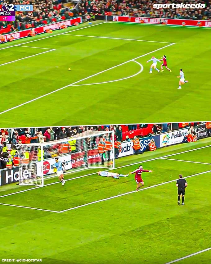 Haaland và Szoboszlai liên tục kéo áo nhau