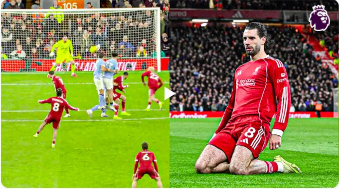 Khoảnh khắc bùng nổ ở sân Anfield sau siêu phẩm của Szoboszlai 