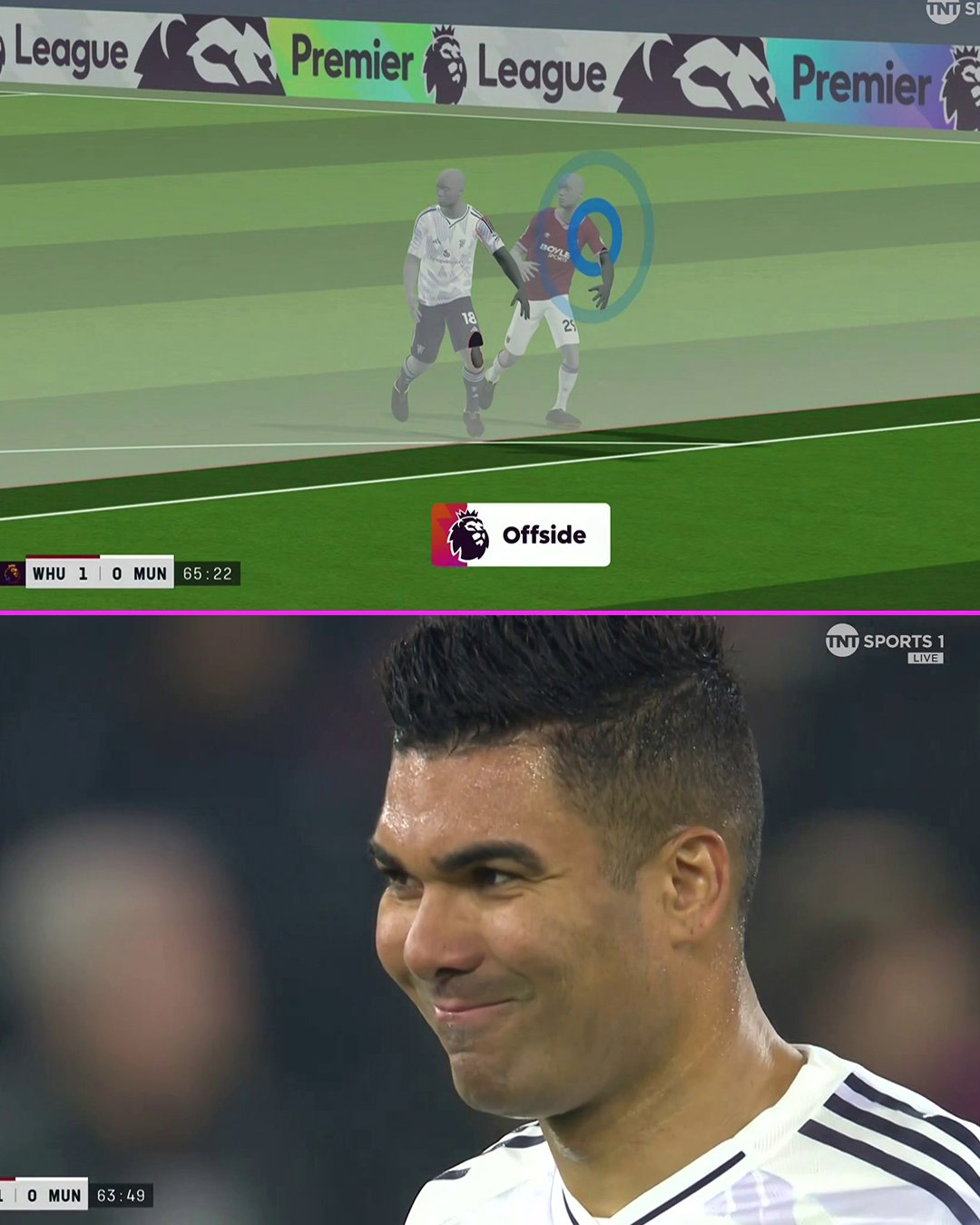 Casemiro bị từ chối bàn thắng trước West Ham