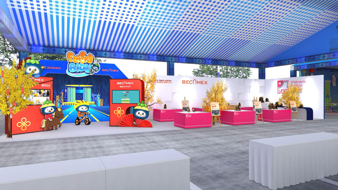 Phối cảnh không gian trưng bày công nghiệp văn hóa và trải nghiệm sáng tạo của Tập đoàn Becamex tại Lễ hội phục vụ người dân tham quan trải nghiệm
