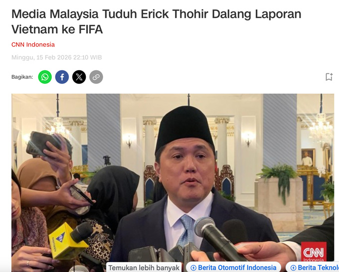 Thông tin được đăng tải trên tờ CNN của Indonesia