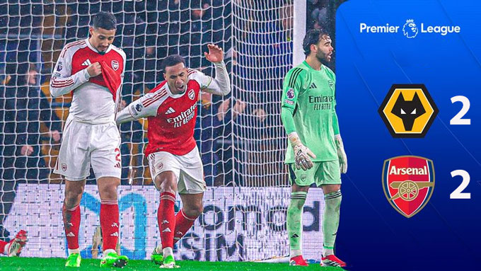 Arsenal vừa bị Wolves cầm hòa 2-2
