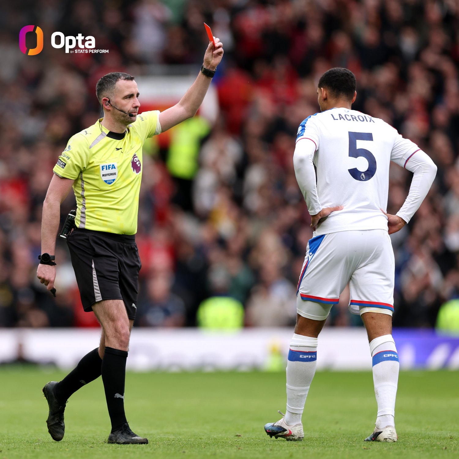 Thẻ đỏ gây tranh cãi của Lacroix ở trận MU thắng Palace