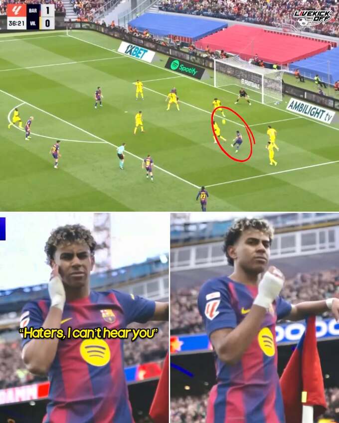 Siêu phẩm nâng tỷ số lên 2-0 trước Villarreal của Lamine Yamal.