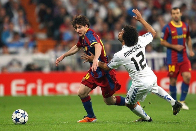 Marcelo luôn chật vật mỗi lần đối đầu Messi