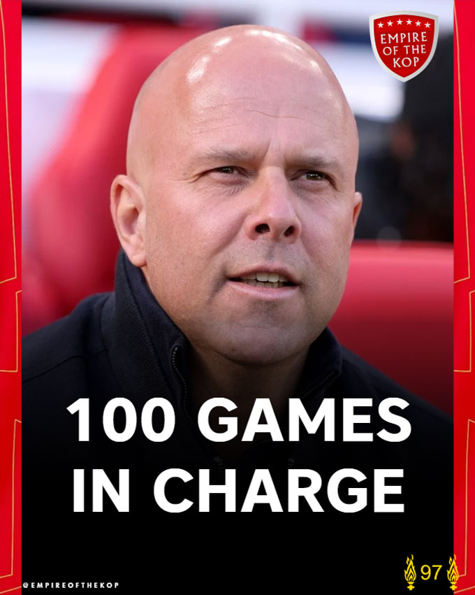 HLV Slot sắp có trận đấu thứ 100 dẫn dắt Liverpool