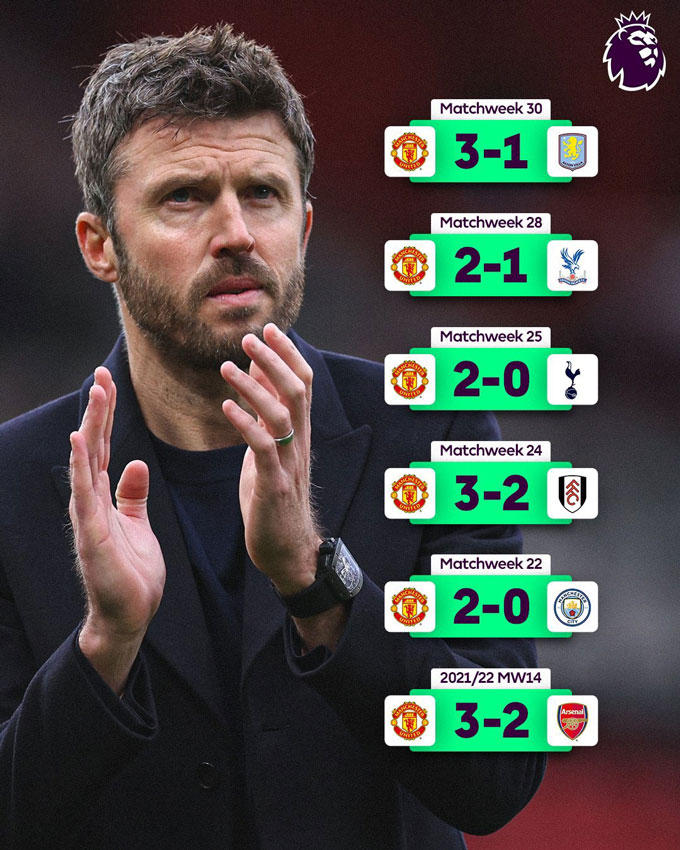 Carrick là HLV đầu tiên trong lịch sử MU giành chiến thắng ở 6 trận sân nhà đầu tiên tại Premier League