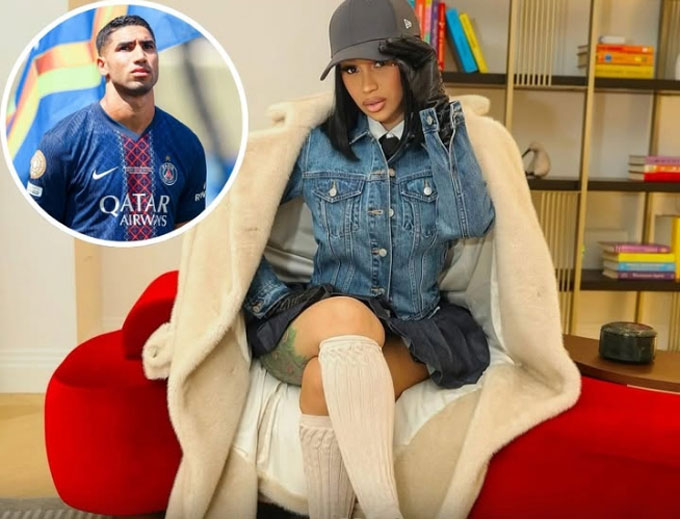 Hakimi bị bắt gặp cặp kè với Cardi B