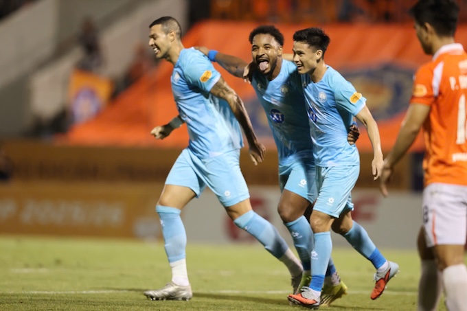 Niêm vui của Xuân Son và đồng đội khi có bàn mở tỷ số. Ảnh: CTV