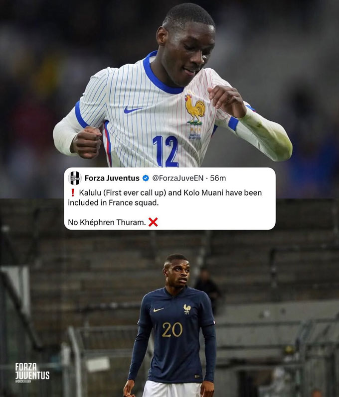 Kolo Muani và Kalulu có tên. Ảnh: Twitter