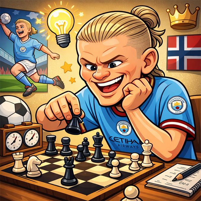 Haaland đã quyết định đầu tư vào cờ vua