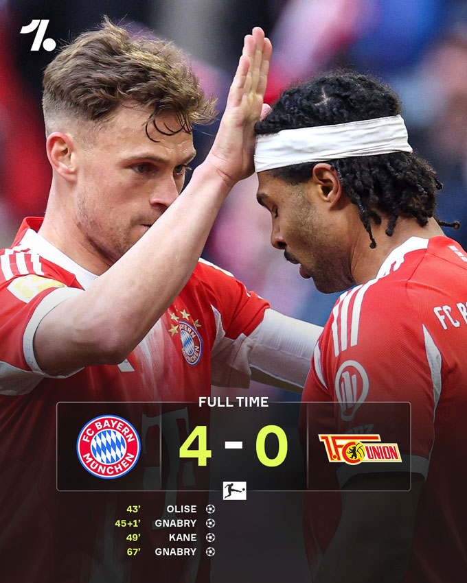 Bayern đại thắng Union Berlin. Ảnh: Twitter