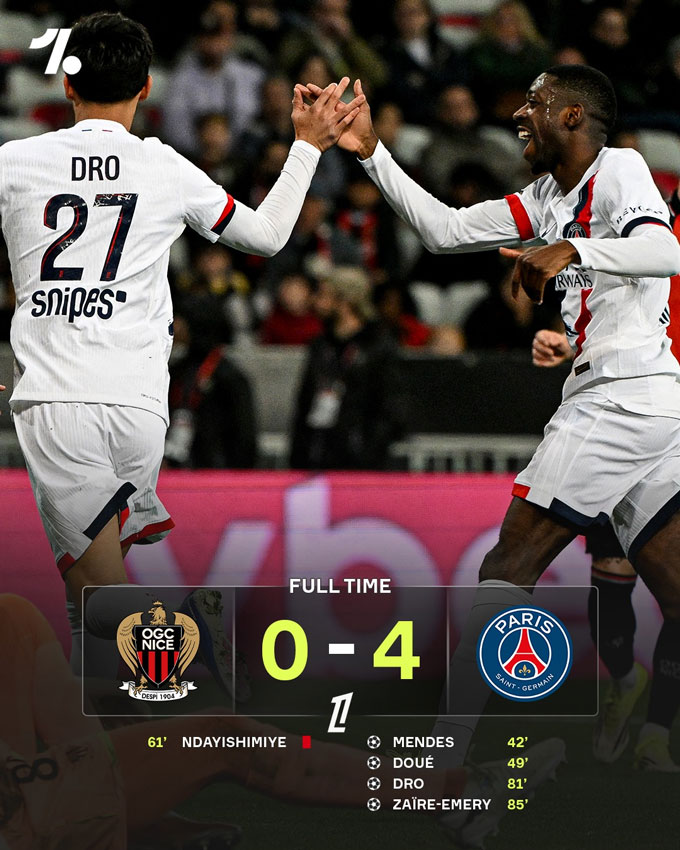 PSG dễ dàng đánh bại Nice. Ảnh: Twitter