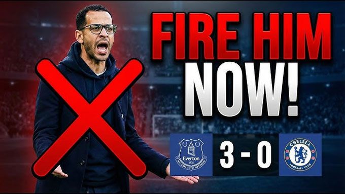 Chelsea của Rosenior vừa thua thảm Everton 0-3 và rất nhiều lời kêu gọi sa thải đã được đưa ra. Ảnh: Twitter